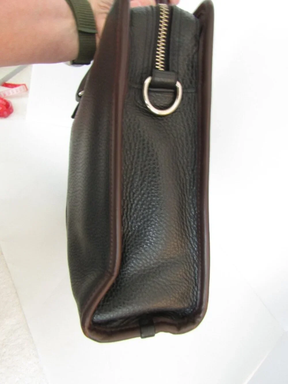 Leather Coach Briefcase / Laptop bag,  Black with Brown accents, EUC